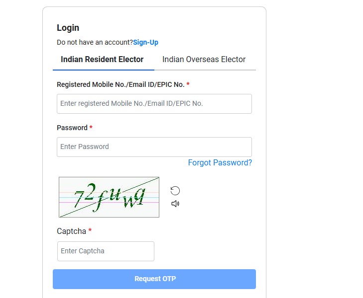 Voter ID card LOGIN